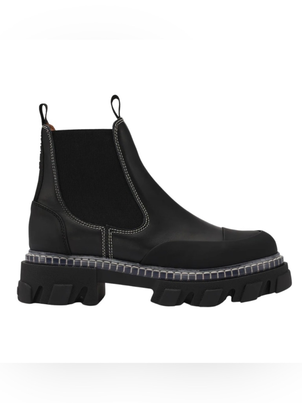 GANNI Low Cleated Chelsea Lug Boots in Black - Size 39